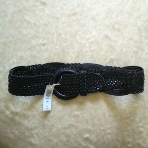 Aritzia Black Woven Leather Belt S